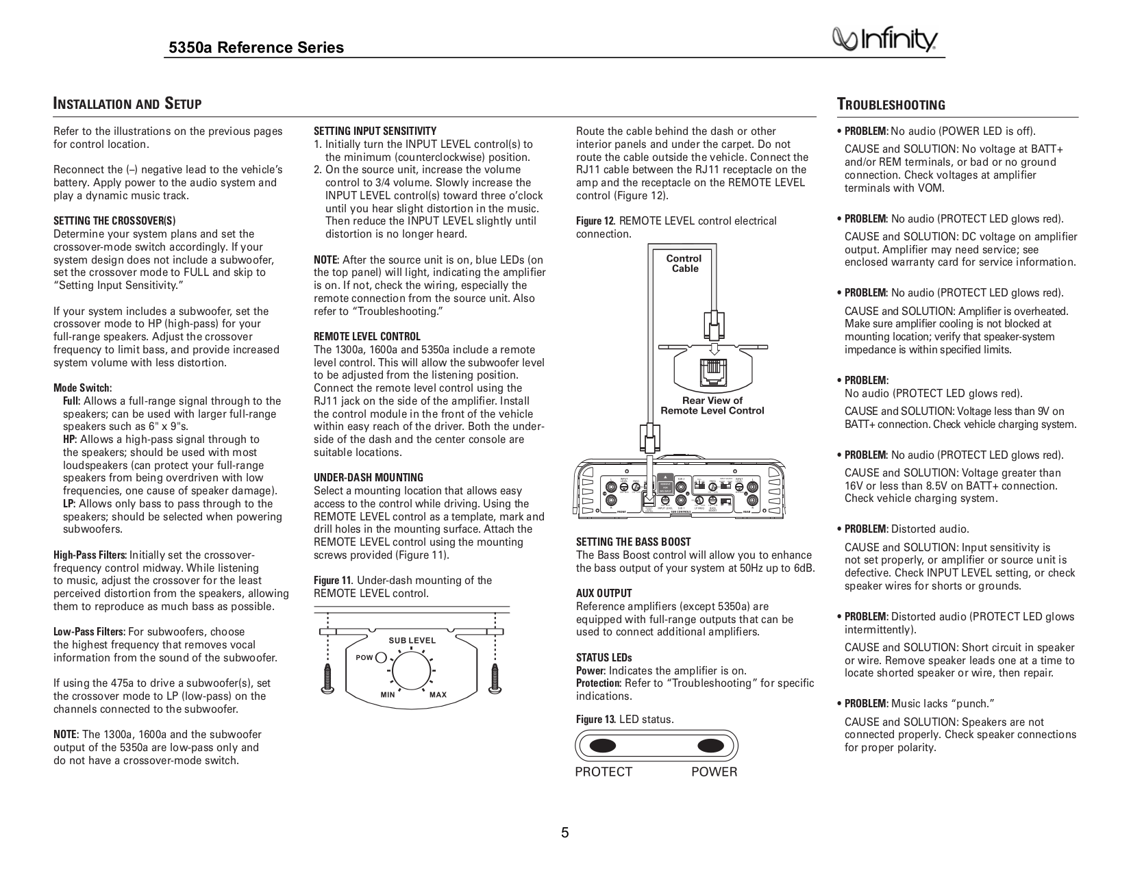 PDF manual for Infinity Car Amplifier Reference 2100M